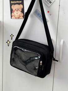 Túi nhựa dẻo dễ thương 2025, Túi đựng điện thoại trong suốt màu kẹo ngọt cho bé gái, Túi đeo vai mới, Túi đeo chéo cho bé gái, Túi nhựa dẻo nữ, Tự làm bằng PVC kèm bảng gắn huy hiệu, Túi xách tay, Quà tặng cho bé gái - màu đen - Xem 5