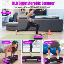 Aerobic Exercise Step Adjustable Aerobic Stepper For Exercise Workout Step Platform For Step Up, 26.5" Step Deck With 4" 6" 8" Adjustable Height Risers, Women Home Gym Cardio Fitness - Purple - View 6