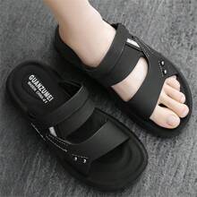 Men's Rubber Sandals, Summer Flip Flops, Beach Dual-Use With Thick Sole, Non-Slip Open Toe And Breathable