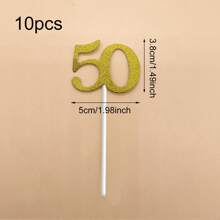 10 件金色闪光数字水果签，适用于生日、节日派对蛋糕装饰（30/40/50/60）、圣诞节