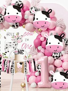 4 个可爱黑白牛头铝箔气球，适用于母亲节、生日、动物派对、农场主题、节日庆典、室内外派对装饰