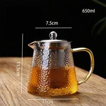 1pc Hammered Transparent Glass Teapot, Heat-Resistant Household Glass Kettle, Filtered Tea Pot, Thick Glass Tea Pot - Transparent White - View 8