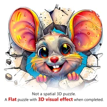 Patchwork Koala / Wall Rat / Patchwork Cat Wooden Jigsaw Puzzle, Exquisite Paper Box, Shaped Puzzle Toy, Unique Gifts For Kids, Asymmetrical Animal Shaped Wooden Puzzle, Art Deco Painting