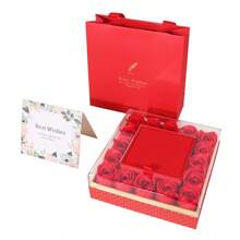 1pc Copper Alloy Artificial Zirconia Double Heart Letter "MOM" Pendant Necklace, High-End Personalized Women Fashion Necklace With Simulated Rose Gift Box, Mother's Day Gift - Gold - View 5