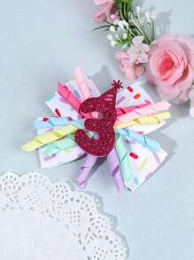 1 件甜美彩色线卷发夹，生日派对数字装饰儿童发饰