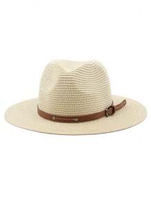 Nouvelle casquette à visière, chapeau plat de style rétro français pour homme, protection solaire pour les voyages à la plage d'été, grand bord de couleur unie, chapeau en polyester bohème coupe-vent avec protection UV, printemps/été