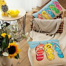 1PC Fronha de Verão 12x20 Polegadas Flip Flop Decorativo Tropical Praia Sutter Fish Farmhouse Fronha Sazonal Decoração Sofá Casa Único Lado Sem Núcleo de Almofada