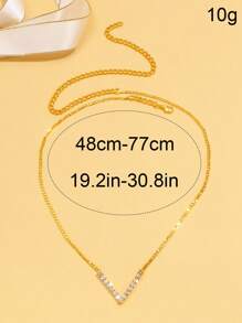 1 Pc Elegant V-Shaped Crystal Rhinestone Decor Clavicle Chain Necklace, Minimalist & Charming