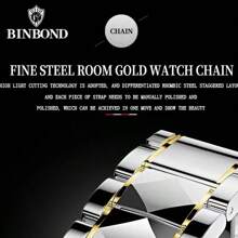 BINBOND 2PCS Couple Quartz Watch Roman Numeral Fashion Stainless Steel Waterproof Men Wristwatch Women Lovers Watches Valentine's Day Gift For Lovers - Blue - View 9