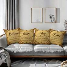 4 件印有圣经诗句图案的枕套，尺寸为 17.7 * 17.7 英寸，适合客厅和卧室的家居装饰，不含枕芯。 - 彩色 - 查看 5