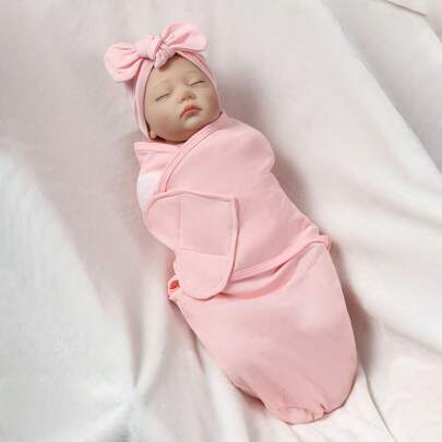 1 件新生儿粉色 2 件套 - 襁褓毯 + 帽子，柔软舒适，适合婴儿男孩和女孩的礼物