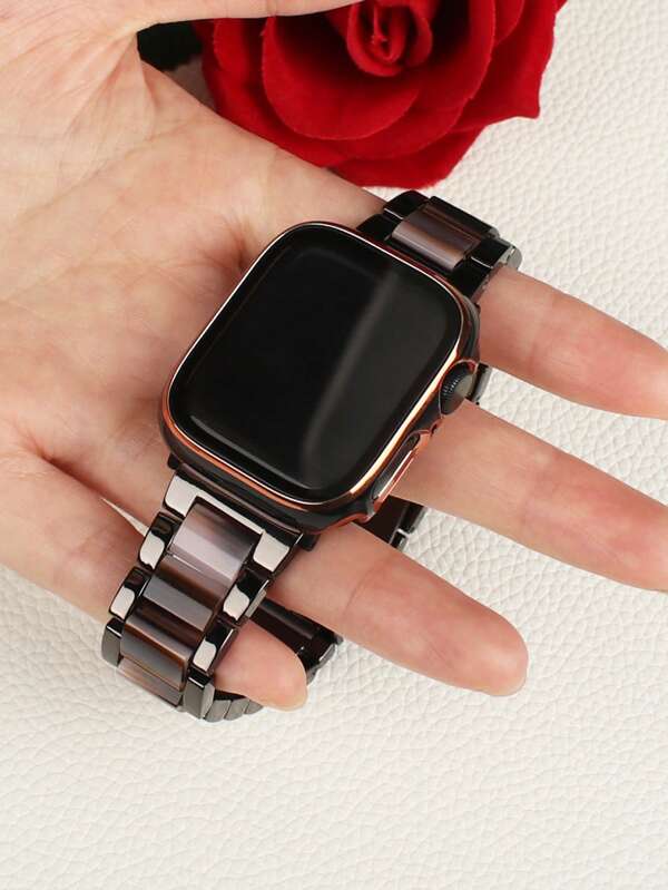 2-In-1 Compatible With Apple Watch Band And Case Fashionable High-End Metal And Resin Band + Anti-Drop And Scratch-Resistant Hard Pc And Tempered Glass Protective Film Integrated Case, Compatible With Apple Watch 40/41/42 /44/45/46/49mm Band Protective Case Compatible With Apple Watch Series Ultra/11/10/9/8/7/6/5/Se/4 Comes With Band Adjustment Tool Business Casual Watch Band Watch Case For Men And Women