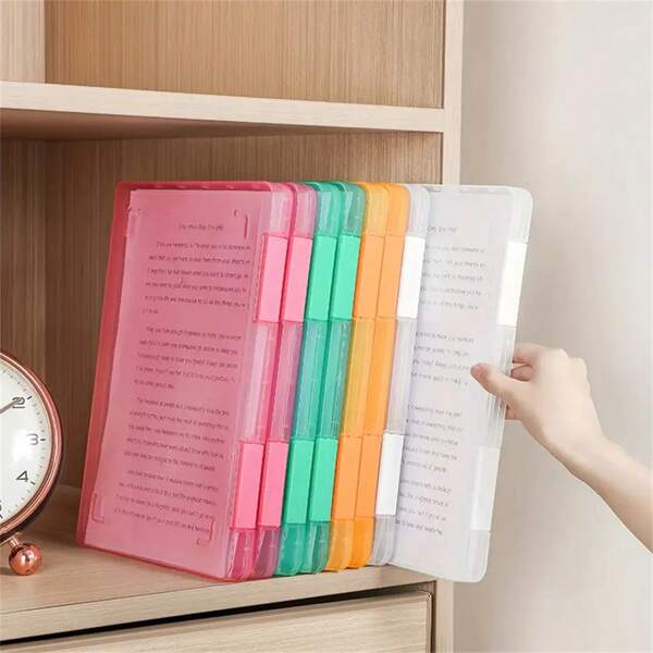 1pc Transparent File Box, A4 Plastic PP File Box For School Students Multi-Layer Portable Double-Layer Data File, Subject Classification Bill, Work, Exam, Pregnancy, Waterproof Contract Storage Box, Desk Accessories, Office Supplies, School Supplies