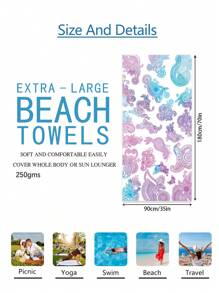 1pc Boho Mandalay Pattern Beach Blanket, Extra Large Oversized Super Absorbent Microfiber Beach Towel, Suitable For Travel, Pool, Diving, Surfing, Yoga, Camping, Available In Multiple Sizes, Beach Accessories Summer Holiday Bathroom Decor Beach Essentials - Multicolor - View 11