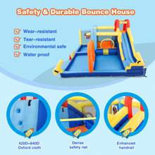 JOYLDIAS Inflatable Water Slide,Inflatable Castle,Water Park Bouncy House,Slide Bouncy Castle Playhouse With Splash Pool,Climbing Wall,Trampoline,Felt Ball Goal,Children's Outdoor Hoop Toss,550W Blower,Summer Gift For Boys And Girls - 美規B型插(110-127V) - 查看 6