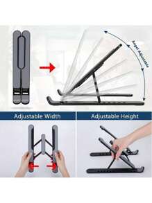Adjustable Laptop Stand, Foldable Laptop Riser Cooling Pad For Notebook, Tablet, Gaming Laptop - Black - View 7