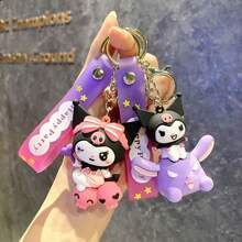 Sanrio Sanrio 1pc Kuromi Series Keychain Cute Anime Doll Key Chain Ring Bag Backpack Charm Car Key Pendant Women Daily Use Gift,Kuromi,Kuromi Stuff,Kuromi Keychain