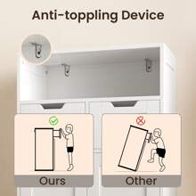 43"Adjustable Storage Cabinet With Two Doors, Two Drawers And An Open Storage Space With Anti-Tip Device, Freestanding Drawers Available In 3 Colors - trắng - Xem 9