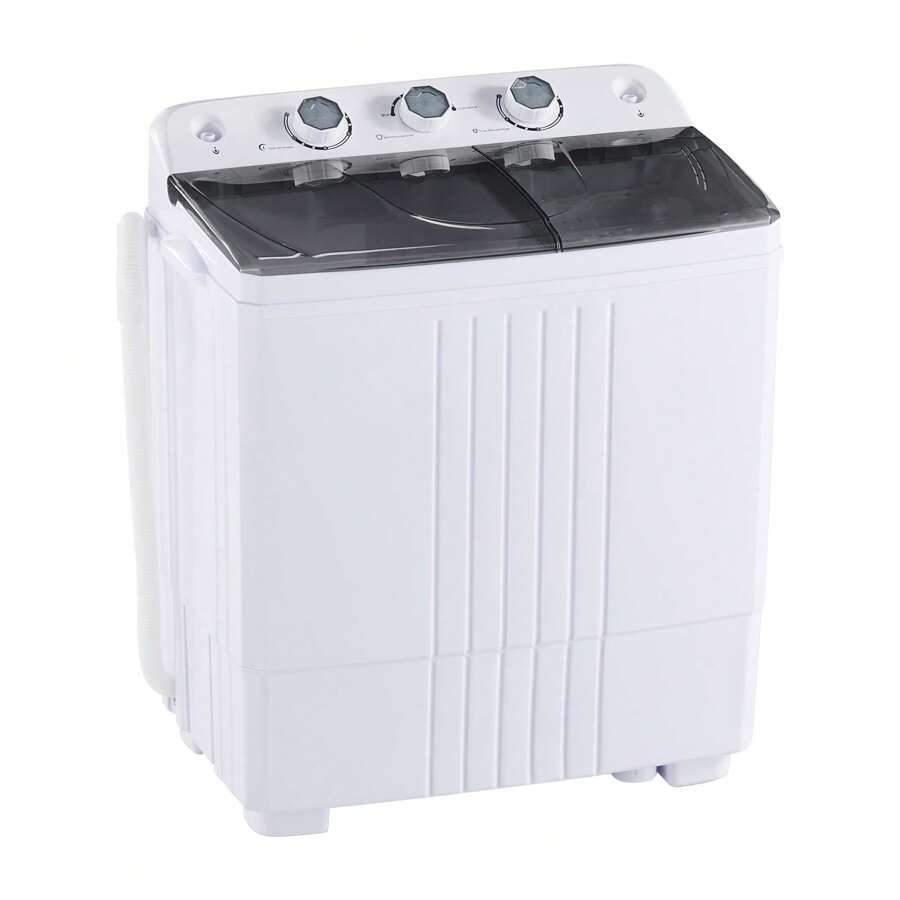 CLIPOP Twin Tub Washing Machine 6KG Total Capacity Washing Machines 4.5KG Washer 1.5KG Drying, Mini Washing Machine With Timer Control & Drain Pipe, Portable Washing Machine For Apartment Dorms Camp - UK Plug(220-240V) - View 1