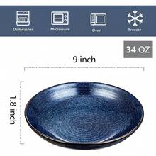 Tazones De Ensalada Ondulados Grandes De 34 Onzas, Anchos Y Poco Profundos - Azul Marino - Ver 2