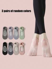1 Pair/3 Pairs/5 Pairs Of Anti Slip Grip Yoga Socks, Breathable Cross Band Invisible Sports Indoor Socks, Silicone Anti Slip Dance Socks