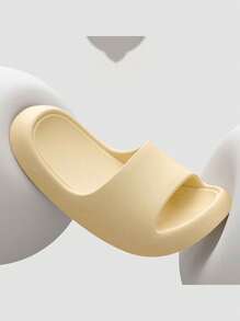 四季女士舒适、柔软、时尚、多功能、黑色、简约厚底防滑防臭 EVA 浴室拖鞋、休闲家居拖鞋（建议订购大一码，以便更合脚） - 黃色 - 查看 4