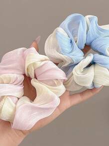 2 sztuki damskich, eleganckich, prostych, jaskrawokolorowych gumek do włosów, nowe letnie zestawy w kolorze niebiesko-różowym, ozdobne akcesoria do włosów do koków i kucyków, odpowiednie na co dzień i w podróż, gumki do włosów