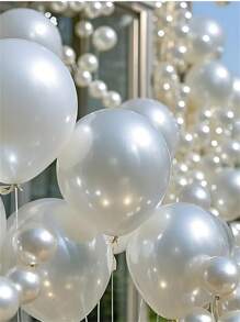 10/30/50/100pcs Pearly White Latex Balloons, 5-18 Inch, For Birthday Party, Wedding, Bridal Shower, Anniversary, Bachelorette Party, Decoration, Photography
