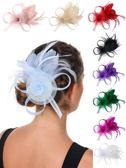 1pc Fascinators Headband With Feather Women's Tea Party Hat For Kentucky Derby Hats Cocktail Wedding Bridal Fascinators Headband Clip For Women Girl Birthday Mother's Day Gift Mini Hats Tiny Hats Mini Top Hat Mini Cap, School Stuff, Gifts, Hair Accessories, Classy, Festival Outfits, Rave Accessories, Gala Night