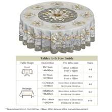 1 件优雅白色和金色花卉桌布，复古银灰色奢华风格，圆形和矩形耐磨涤纶面料，适用于家庭厨房、户外花园、节日派对、婚礼、餐厅和宴会装饰、婚礼季节装饰