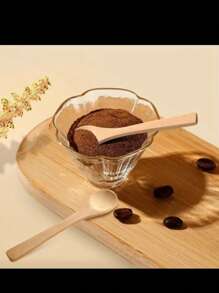 10 件木制长柄勺，用于吃汤、咖啡、蜂蜜、果酱和其他调味品，非常适合家庭喝咖啡和盛放创意菜肴，轻巧方便，适合圣诞节礼物和学校用品