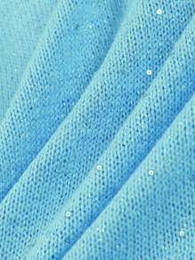 2025夏季性感针织度假女式吊带背心，亮面纯色细肩带设计沙滩装 - 藍色 - 查看 7