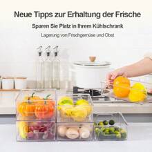 Nifogo Kühlschrank Organizer 6er Set (3 Größe) Küchen Organizer, Durchsichtig Stapelbare Aufbewahrungsbox Organizer, ideal für Speisekammer,Gefrierschrank,Schrank, Schublade,Büro - transparent - Übersicht 5