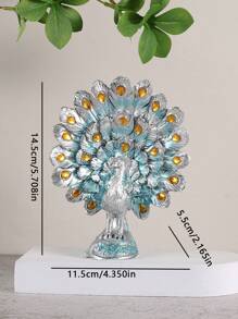 1 件金色孔雀装饰雕像，工艺精湛，高端斯堪的纳维亚风格装饰，适用于客厅、电视柜、入口 - 藍色銀色 - 查看 2