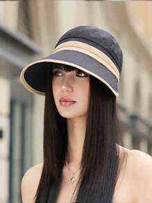 1pc Women's Fashionable Comfortable Lightweight Bucket Hat, Solid Color - Ideal Travel Companion, Suitable For Daily Sun Protection - Multicolor - View 3