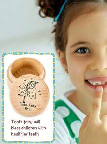 1 pieza Caja de dientes de madera linda para bebé, caja para guardar los dientes del bebé niña, caja de dientes redonda de madera maciza para bebé niño, caja de joyería, caja de almacenamiento, recuerdo para bebé, caja para recolección de cabello fetal y cordón umbilical, un regalo memorable que los padres pueden dar a sus bebés para una hermosa infancia