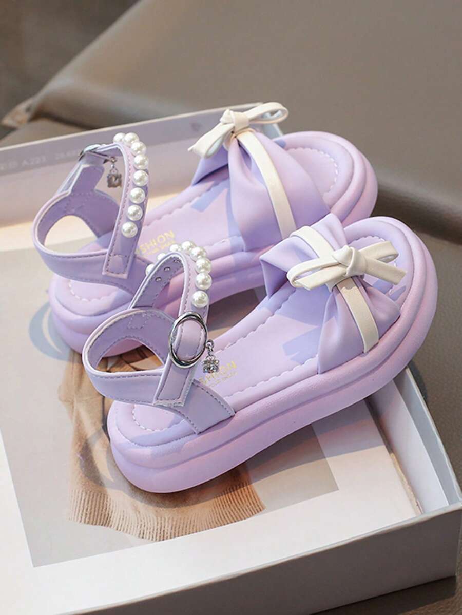 儿童时尚校园派对露趾凉鞋 - 紫色 - 查看 1
