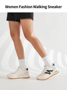 somiliss 2025 New Sports Style Anti-Slip Women's Casual Sneakers, Front Lace-Up, Synthetic Leather & Fabric, Breathable & Comfortable, Tennis/Running Shoes, Classic Retro Flat Low-Top Outdoor Walking Shoes, Black & White