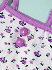 宠物狗衣服 Ditsy Floral Princess 吊带上衣，适合小型犬、猫咪春夏季的轻便服装 - 紫色 - 查看 5