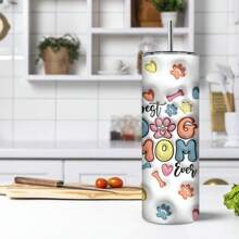 bablov 1 件 20oz 理想容量，“狗妈妈”印花，宠物主题 3D 立体视觉设计，不锈钢直管杯，随行杯，附赠不锈钢吸管和吸管刷，送给狗主人的礼物，适用于各种场景