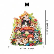 猫咪家族/卡车里的狗木制拼图，精美纸盒，异形拼图玩具，独特的儿童礼物，不对称动物形状木制拼图，装饰艺术绘画