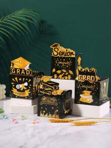 12 件/包派对礼品毕业季 3D 创意糖果饼干巧克力盒纸质毕业帽盒