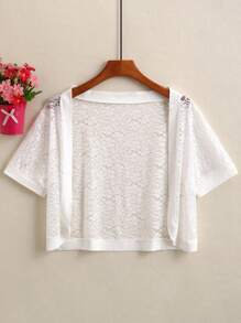 1pc Women's Lace Hollow Breathable Shawl, Versatile Korean Style, Suitable For Casual Wear And Pairing With Slip Dresses - White - View 1