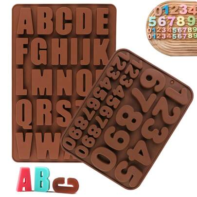 Silicone Mold Candy Chocolate Mold 26 Pieces Capital Letters & 0-9 Numbers Baking Cake Decorating Tool