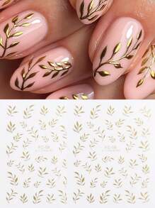 2 pezzi Adesivi per unghie con foglie dorate 3D , adesivi decorativi per unghie di lusso con foglie fai-da-te, decorazione per la manicure, adesivi per unghie diy per salone