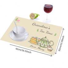 1pc Customized "Grandma's Tea & Coffee" Placemat, Personalized Coaster Gift For Grandmother, Mother, Dining Table Decor - Multicolor - View 4