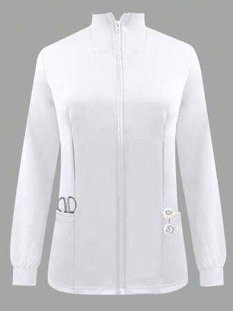 cimmuovere Chaqueta de uniforme de manga larga con cierre de cremallera y cuello alto