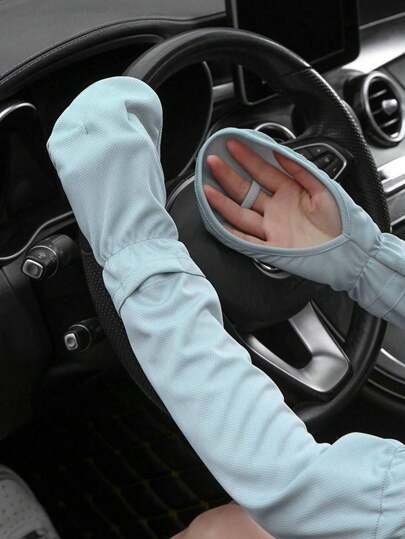 Sun Protective Anti UV 1pair Iced Sleeves For Sun Protection, Anti-Uv, Fingerless Style For Cycling And Driving, Lightweight And Stylish, Unisex, Suitable For Cycling And Riding Motorcycle