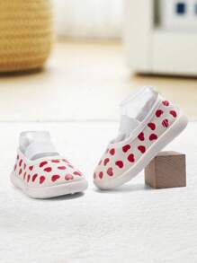 1 par de zapatos deportivos casuales, transpirables y con estampado, de lona elástica beige, para niñas, adecuados para salir a diario (patrón aleatorio)