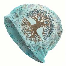 1 件休闲街头风格生命之树印花无遮阳帽，薄而有弹性的涤纶/氨纶，适合所有季节